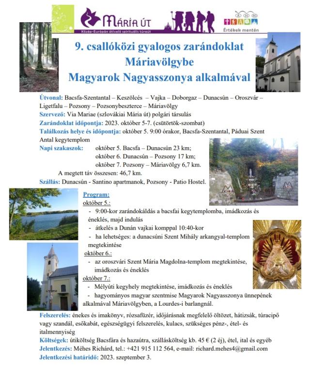 9. csallóközi gyalogos zarándoklat Máriavölgybe